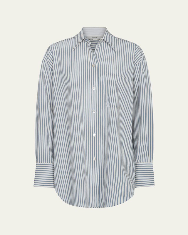 Furrow Stripe Button-Front Shirt